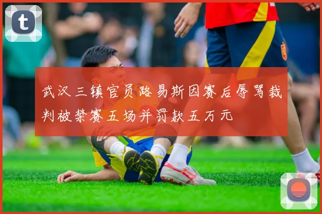 武汉三镇官员路易斯因赛后辱骂裁判被禁赛五场并罚款五万元